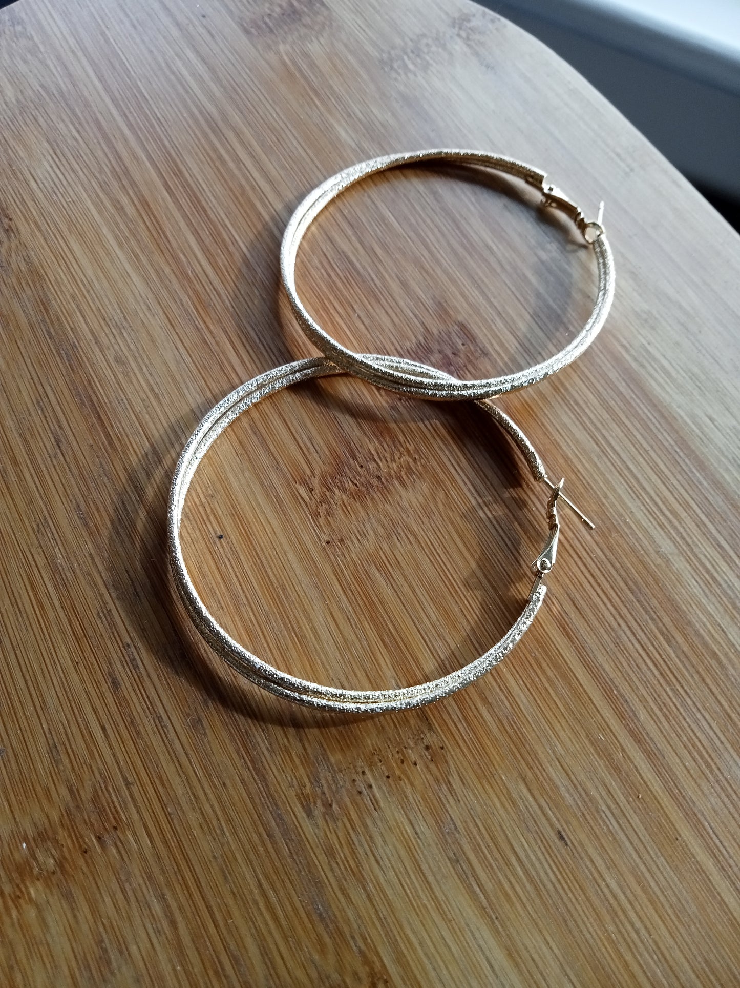 Gold Twisted Double Hoop Earrings