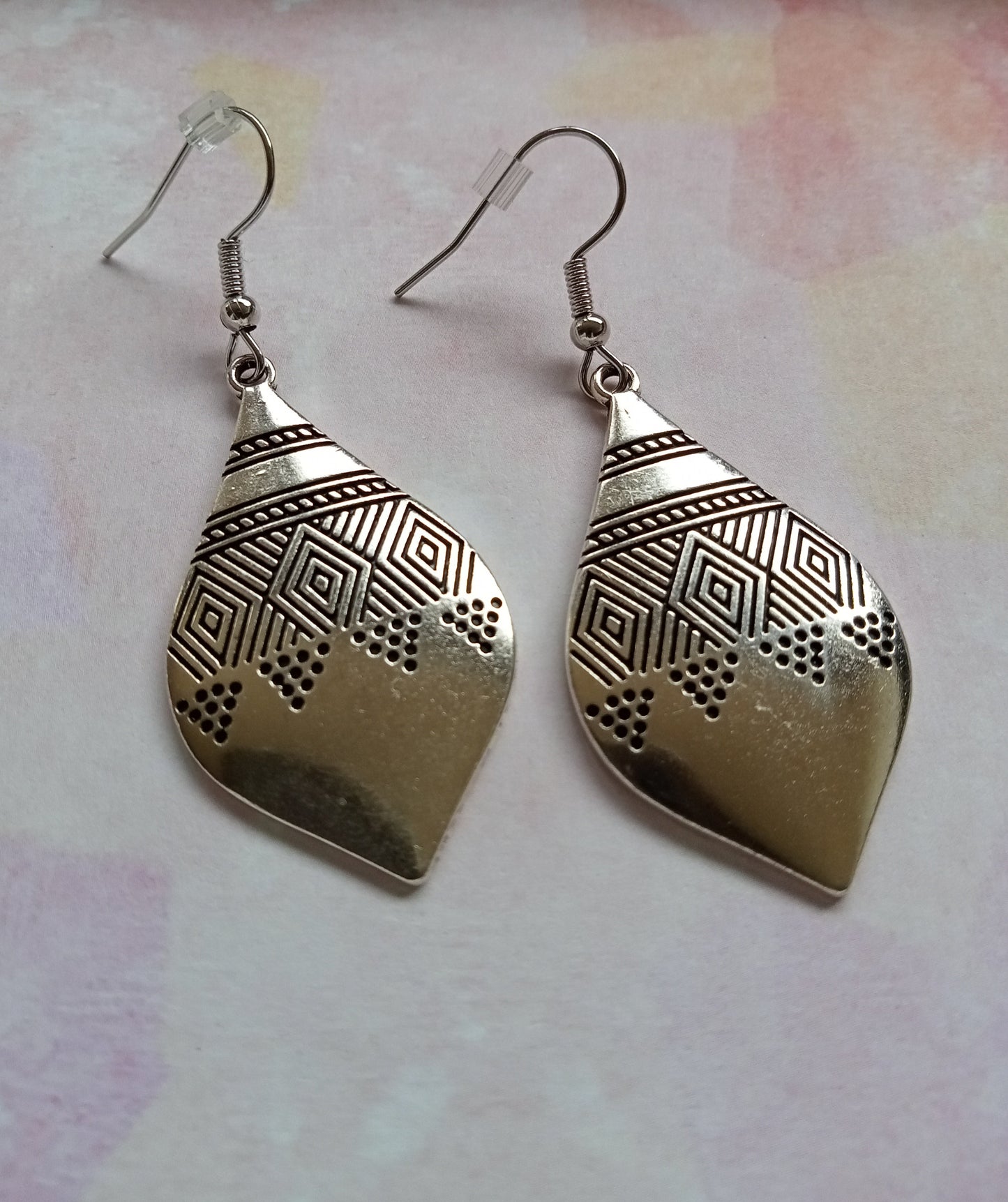 Silver Ethnic Engraved Earrings
