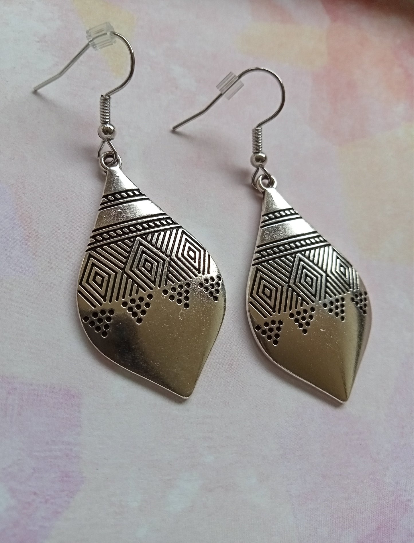Silver Ethnic Engraved Earrings