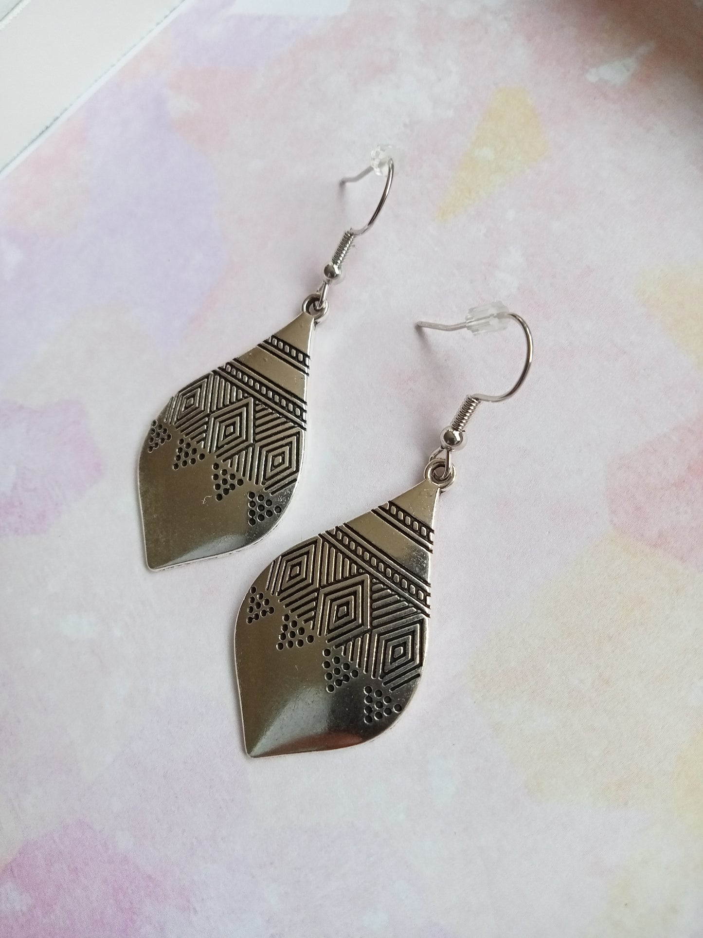 Silver Ethnic Engraved Earrings