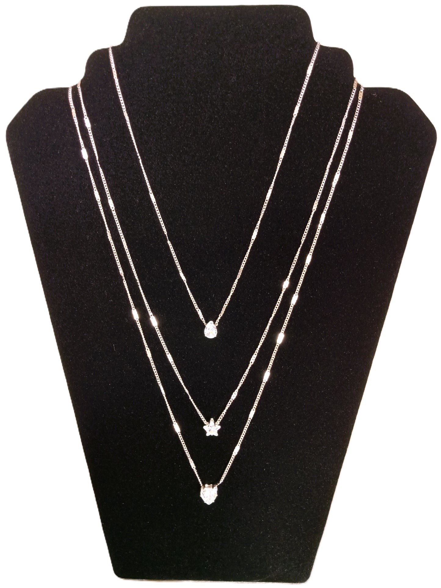 Multi-layer Rhinestone Silver Crystal Necklace