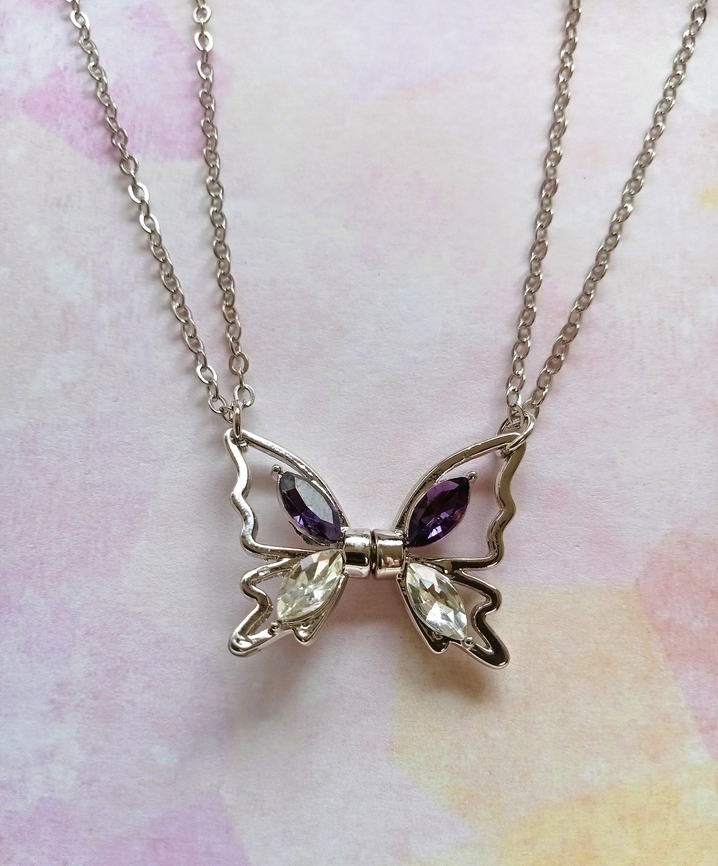 Friendship Silver Butterfly Pendant Necklace