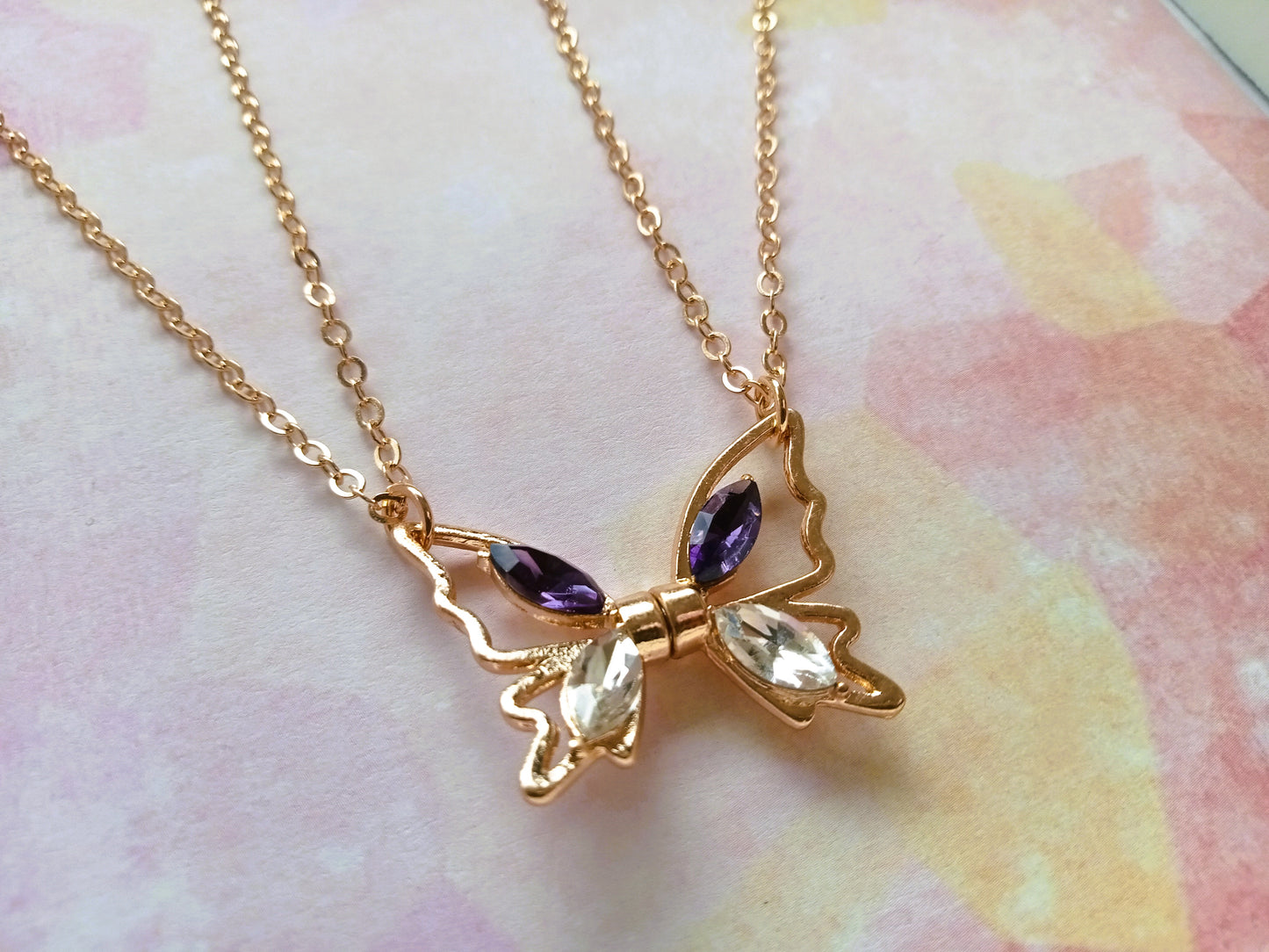 Friendship Gold Butterfly Pendant Necklace
