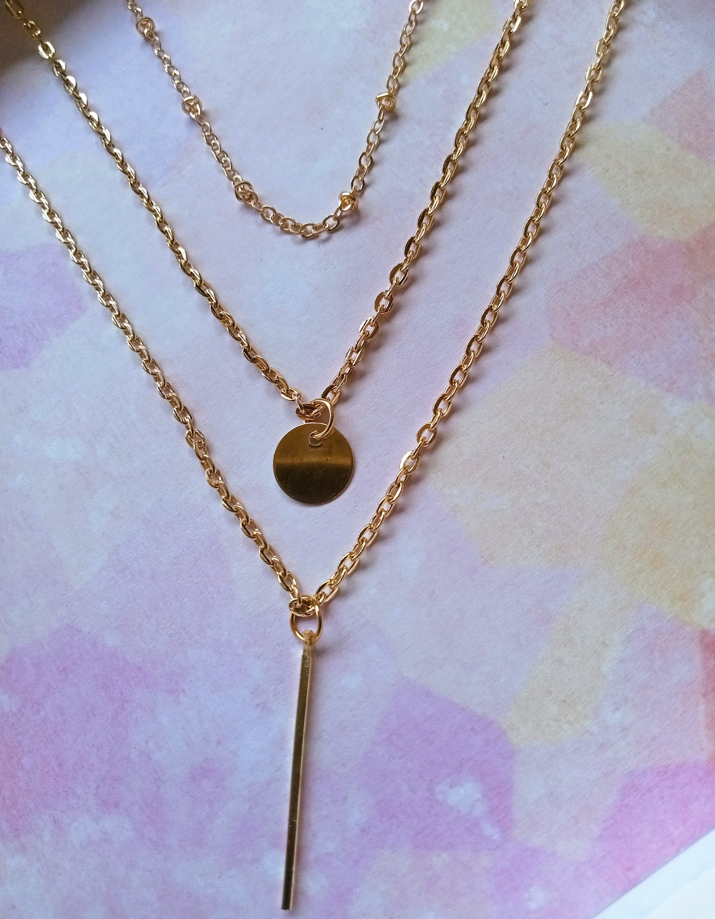 Multi-layered Gold Bar Necklace