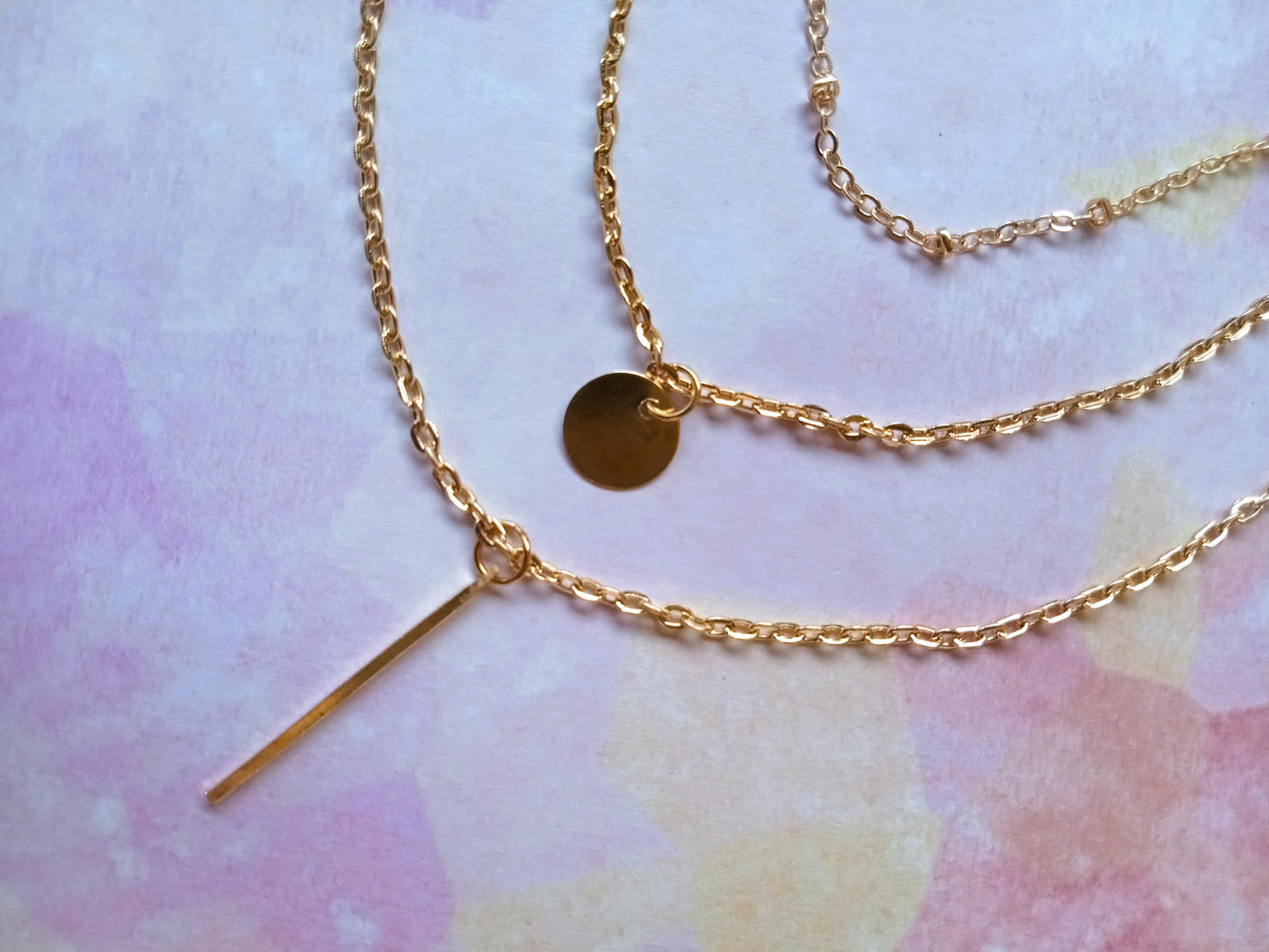 Multi-layered Gold Bar Necklace