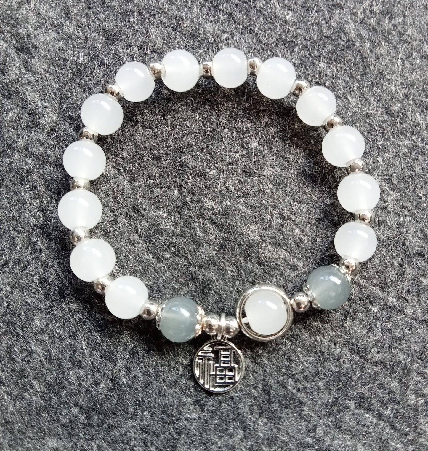 Adjustable Opal Beaded Charm Bracelet