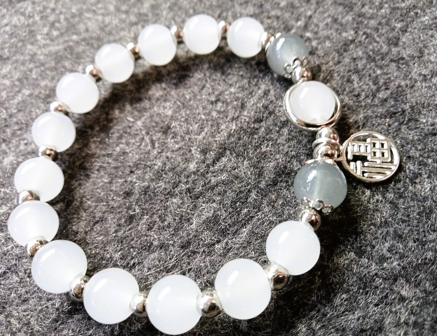 Adjustable Opal Beaded Charm Bracelet