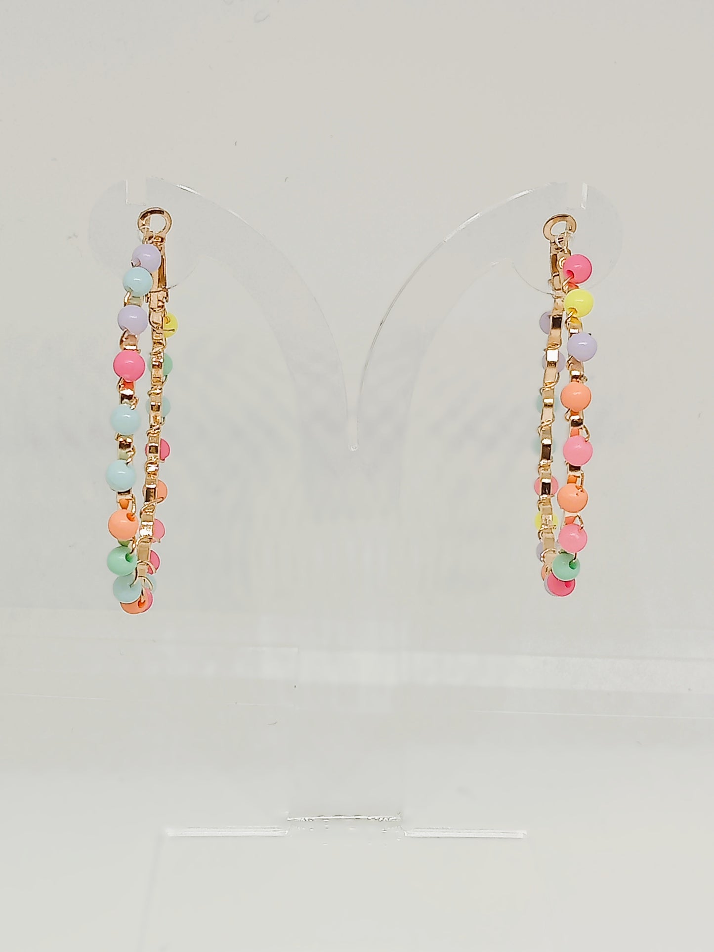 Multicolored Pom Pom Hoop Earrings
