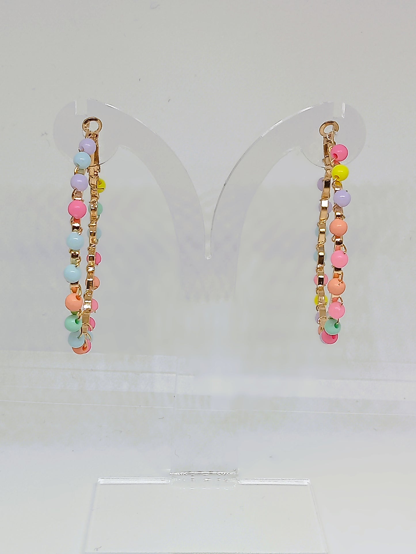 Multicolored Pom Pom Hoop Earrings