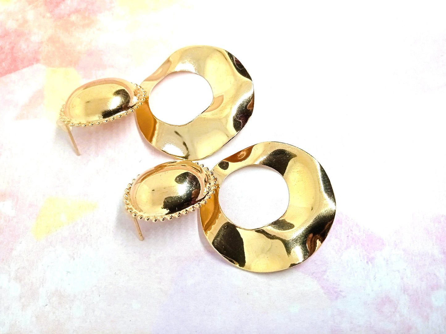 Retro Hoop Drop Gold Earrings