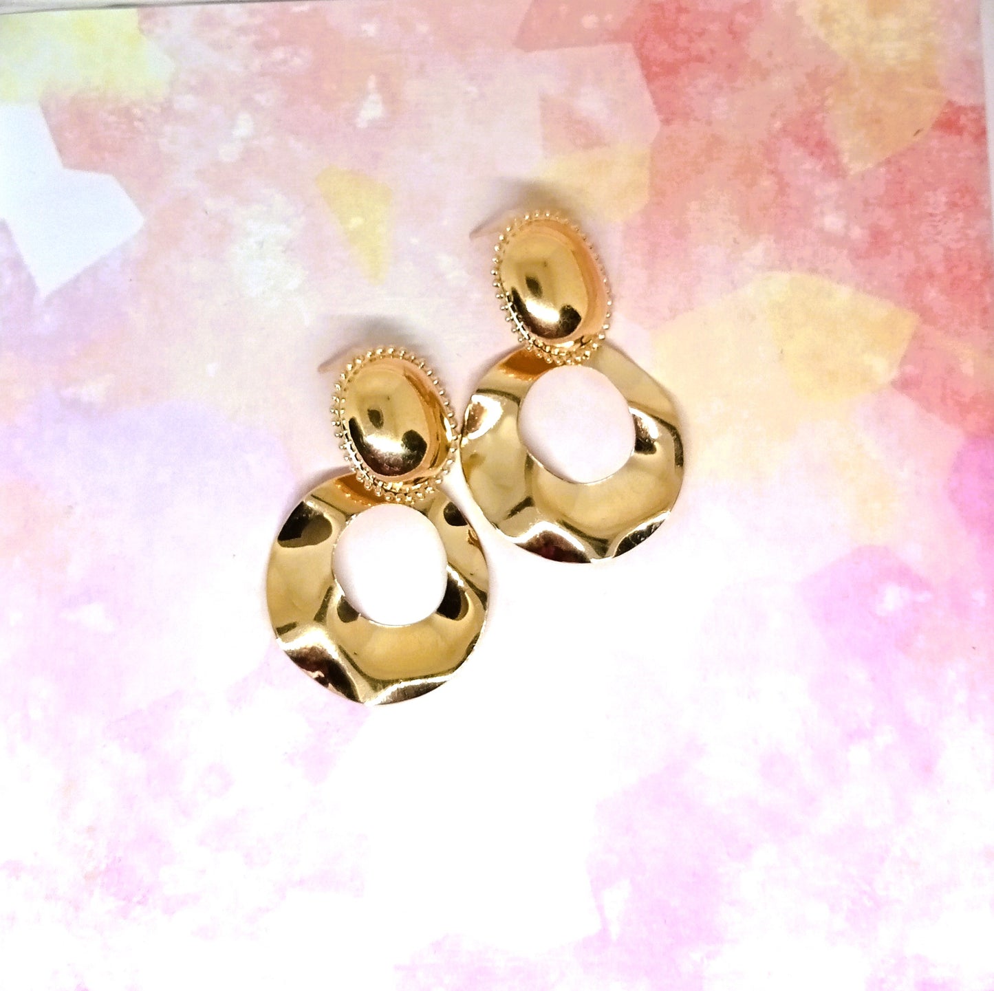 Retro Hoop Drop Gold Earrings