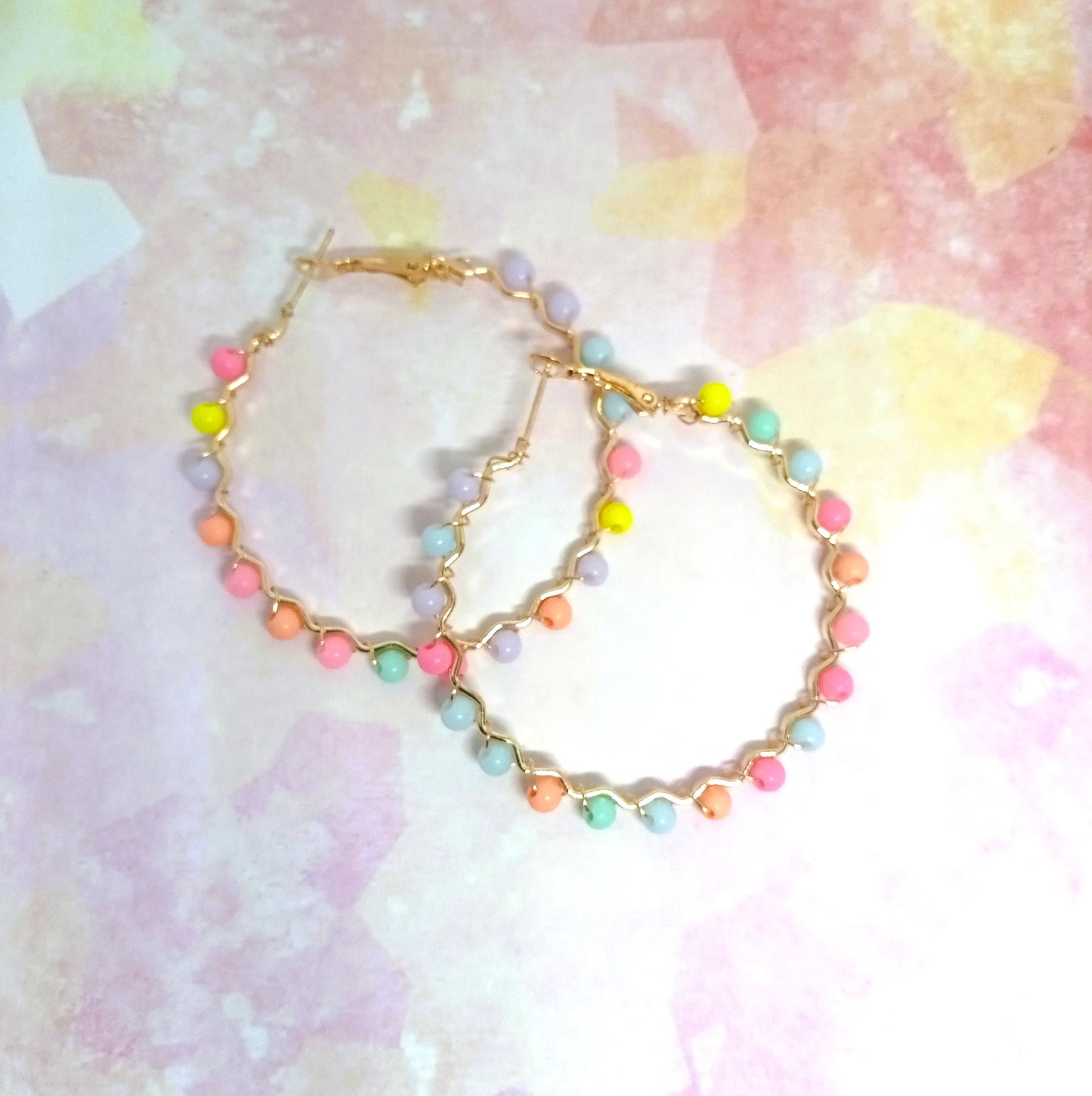 Multicolored Pom Pom Hoop Earrings
