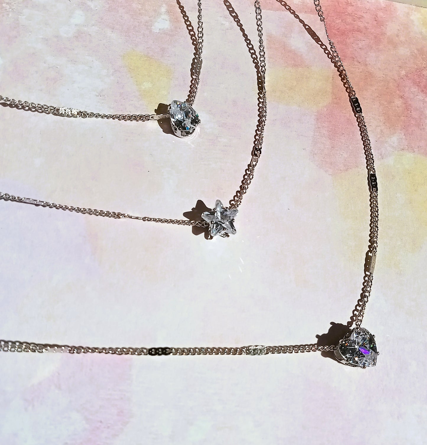Multi-layer Rhinestone Silver Crystal Necklace