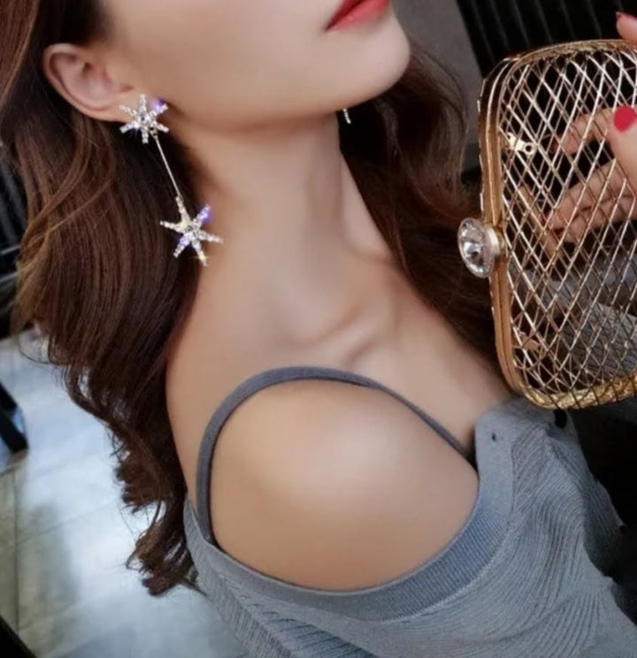 Silver Sparkly Snowflake Earrings