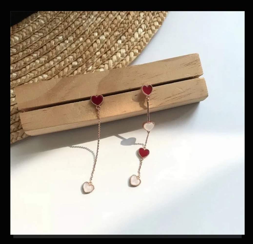 Rose Gold Mismatched Cute Heart Earrings