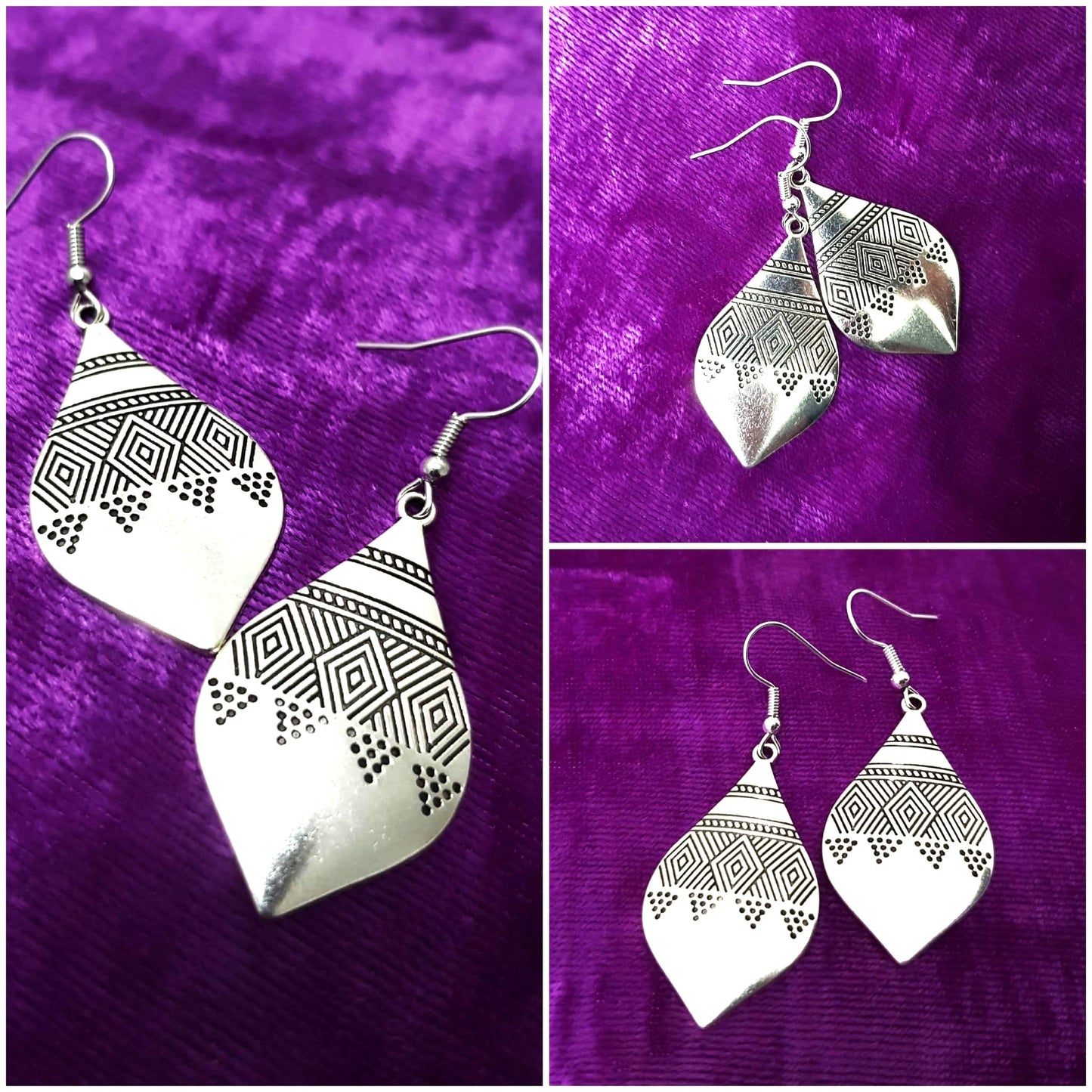 Silver Ethnic Engraved Earrings