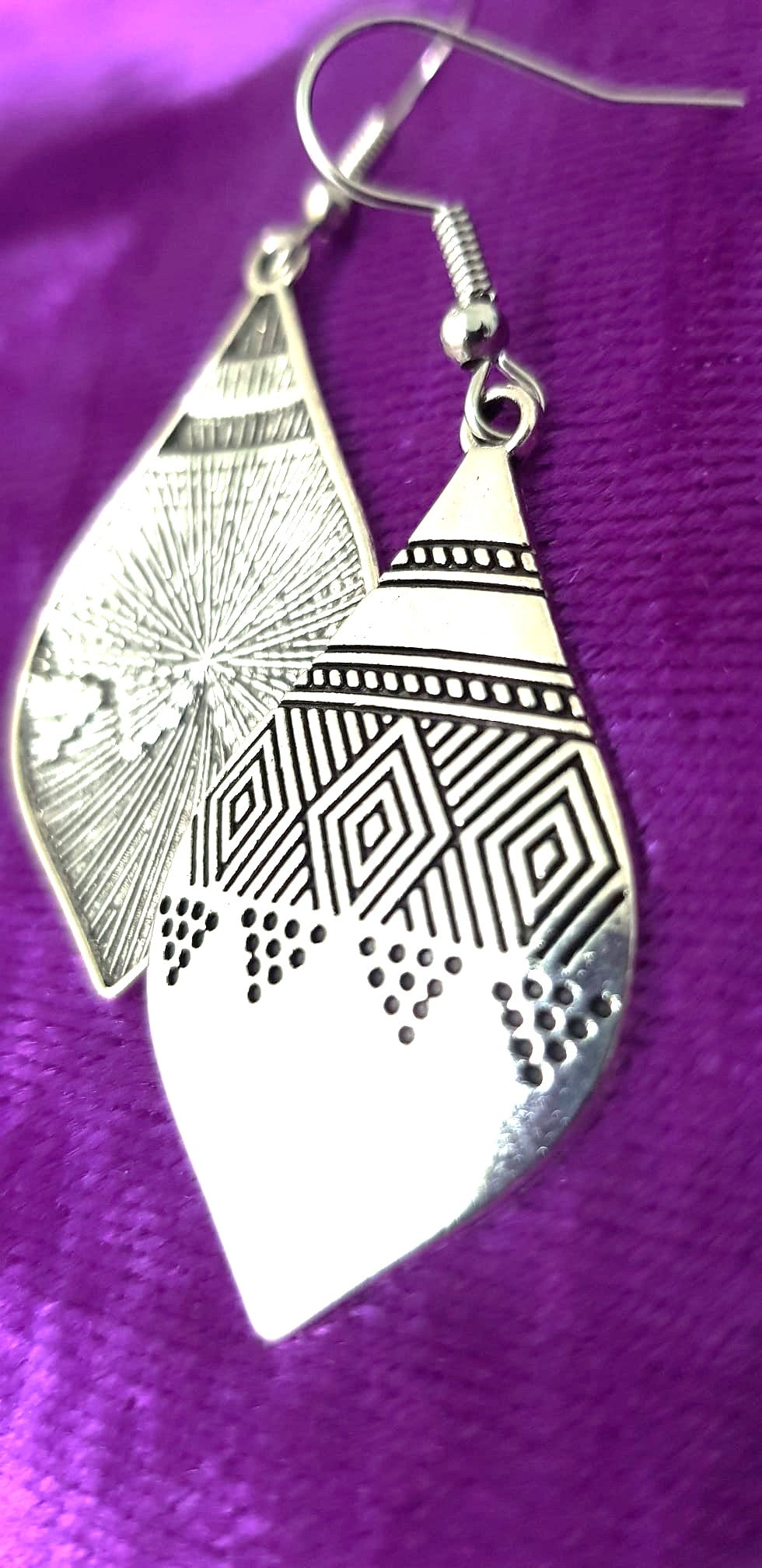 Silver Ethnic Engraved Earrings