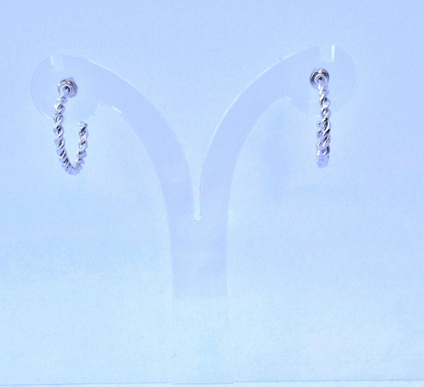 Silver Twisted Small Open-end Hoop Earrings