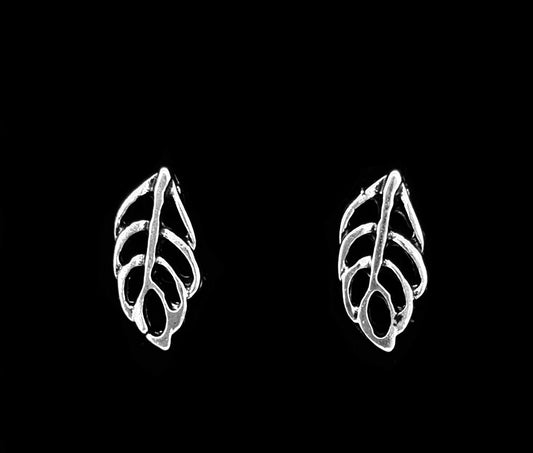 Minimal Silver Leaf Stud Earrings