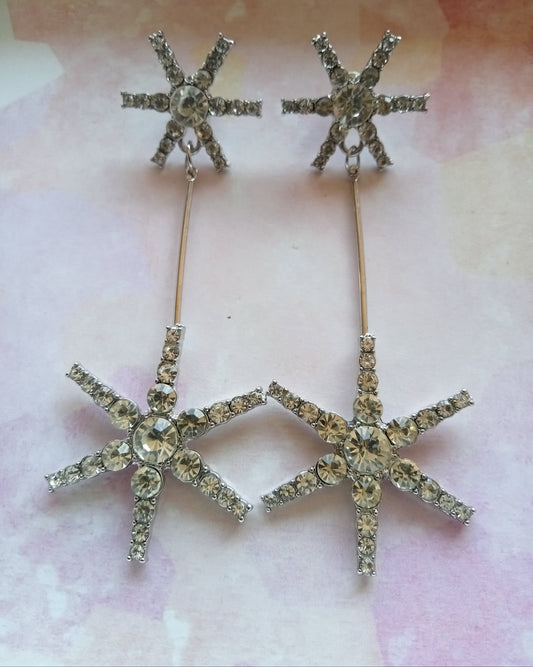 Silver Sparkly Snowflake Earrings